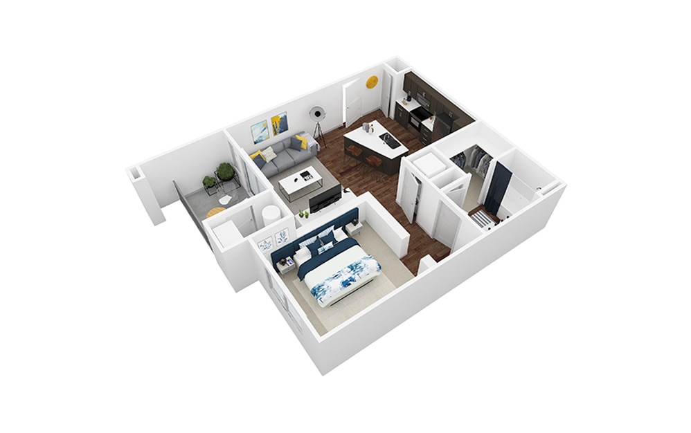 Granite - 1 bedroom floorplan layout with 1 bathroom and 694 square feet