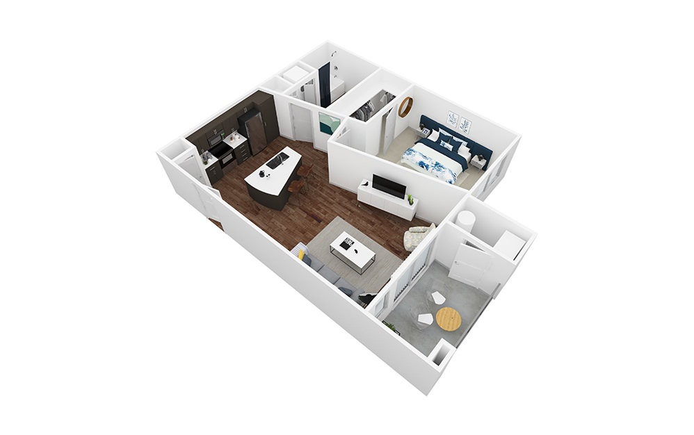 Palisade - 1 bedroom floorplan layout with 1 bathroom and 735 square feet