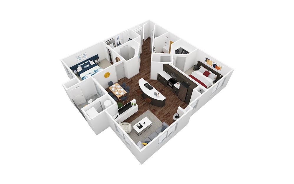 Sandstone - 2 bedroom floorplan layout with 2 bathrooms and 1175 - 1209 square feet