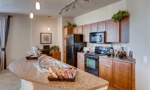 open kitchen with island